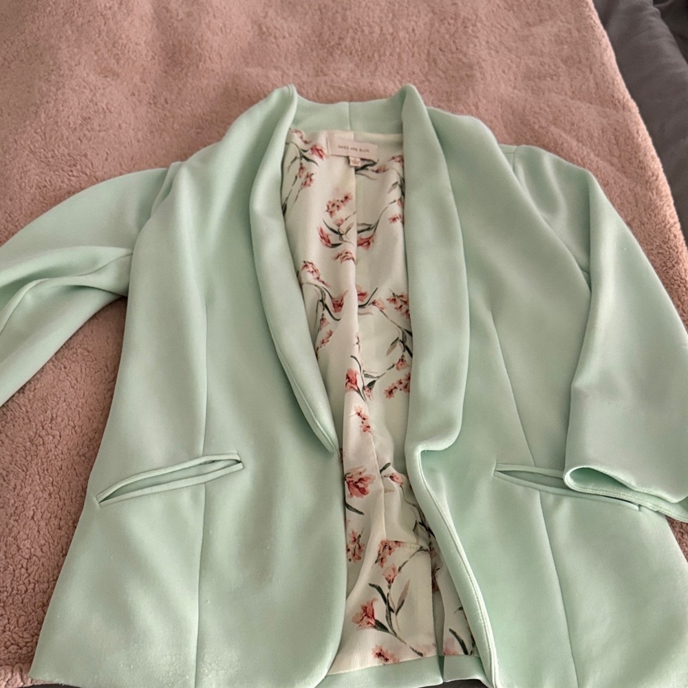 Skies Are Blue Mint Green Open-Front Blazer - Picture 6 of 6